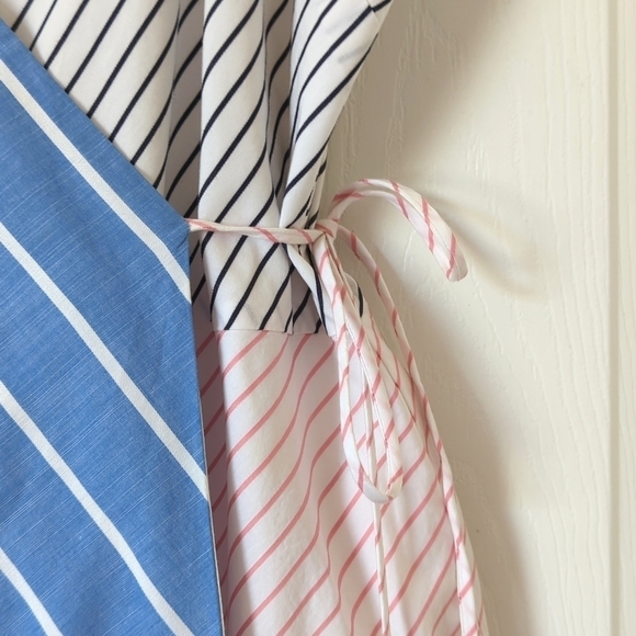 Joie Editha Striped Colorblock Sleeveless V-neck A-Line Mini Wrap Dress Medium - Picture 8 of 16